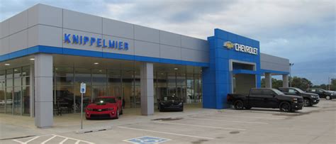 Knippelmier chevrolet. When most people think of a car dealership like Knippelmier Chevrolet, they visualize a wide array of bright, shining, exciting, brand new automobiles. While we also sell a lot of great certified pre-owned Chevrolet and other vehicles, new cars are who we are. New cars have the latest technology and up to date features that pre-owned vehicles ... 