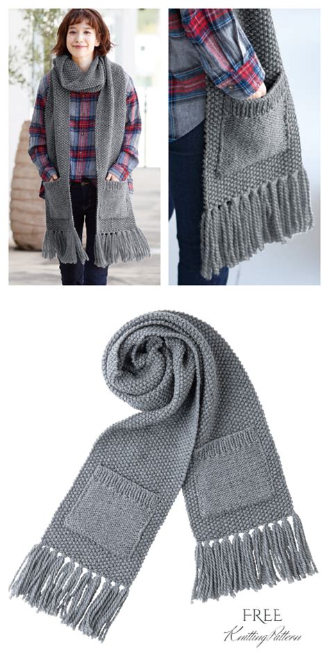 Knit Pocket Scarf Free Knitting Patterns Knitting Pattern in 2020