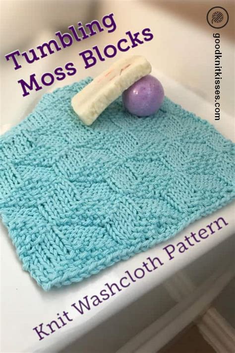 Knit Tumbling Moss Blocks Washcloth Pattern with Chart and Video