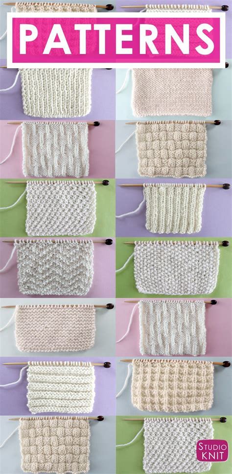 Knit and Purl Stitch Patterns with Free Patterns and Video Tutorials in