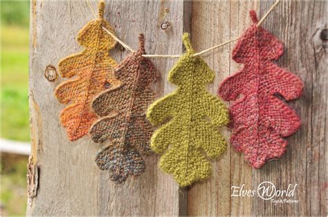 Knitting Pattern Oak Leaf Ornament Knitted Oak Leaves - Pinterest