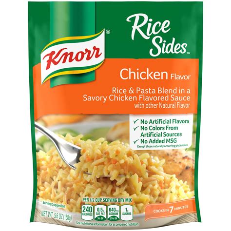 Knorr rice. Instructions. Preheat the oven to 375 degrees F. Add the Knorr blend to a baking dish and add the cream of soup. Mix it well and add the broth. Now add the chicken on the top of it and add onions and the remaining species in it. Top it with the shredder or mozzarella cheese and cover the baking pan with a foil. 
