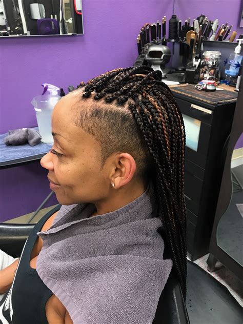 Knotless braids with shaved back. Boys’ hair can be braided at lengths as small as 2 inches, though at least 3 to 4 inches is preferable. Depending on the type of braid desired, hair may need to be longer or treate... 