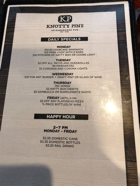 Knotty pine baltimore menu. Knotty Pine Rock Club & Tiki Bar. It's Pine Time! 6947 Cheviot Rd. Cincinnati, OH 45247. Live Music. Leagues. Your Event. dkmd-hero-anchor. More Information ». It's Pine Time! 
