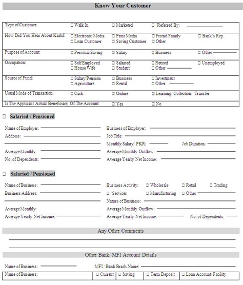 Know Your Customer Form Sample