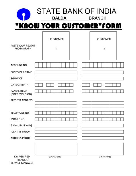 Know Your Customer Kyc Form Sbi Form Resume Examples 3nOlR2zDa0