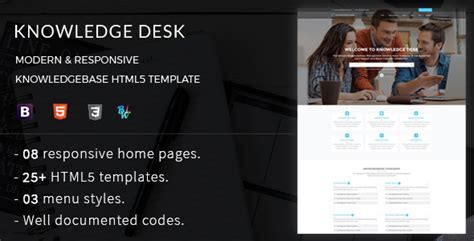 Knowledge Desk Responsive Knowledgebase Html5 Template By Xenioushk