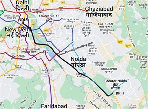 Knowledge Park II to Sarojini Nagar Metro Route - Noida Metro