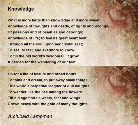 Knowledge by Archibald Lampman - Poetry.com