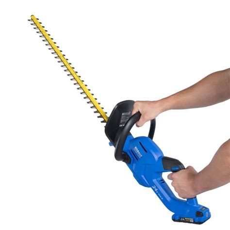 Kobalt battery hedge trimmer. Powered by a reliable 40-volt max Li-ion battery (sold separately), this tool delivers cutting speeds up to 2,800-SPM to get your work done faster. Lightweight ... 