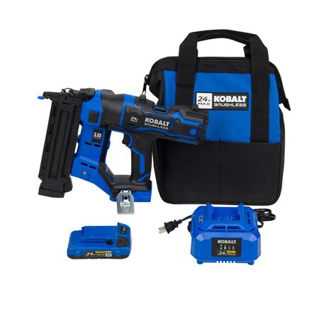 Kobalt. 80-volt 18-in Brushless Battery 5 Ah Chainsaw (Battery and Charger Included) Shop the Set. 215. • 50cc gas equivalent power. • Up to 300 cuts of 4x4 lumber with 5.0Ah battery- battery and charger included. • Brushless motor provides instant torque and the power of a gas chainsaw. Kobalt.. 