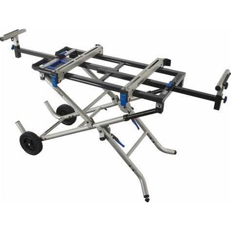 Thanks to its folding legs and telescopic arms, the stand folds down to 39-1/2In. x 11In. x 9In. Despite being light and compact, the stand can safely support up to 330lb, and long workpieces up to 9ft 10 in. in length. The quick-release mounting brackets allow the mounting of any saw with mounting holes up to 26In. x 14-1/2In. apart.. 