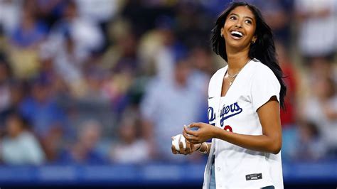 Kobe Bryant's daughter Natalia tosses first pitch on Lakers Night at Dodger Stadium