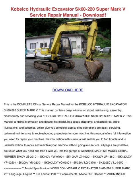 Kobelco sk100 crawler excavator factory service repair workshop manual instant yw 02801 and up. - Scarica laverda 750 s 750s 1997 97 download immediato manuale officina riparazioni.