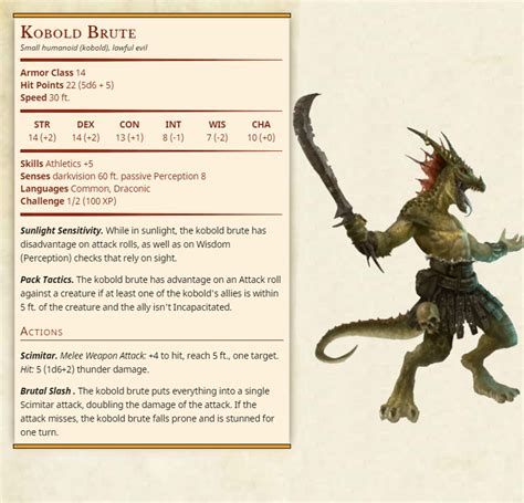 Kobold - Monster Stat Block » Dungeons & Dragons - DnD 5e