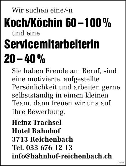 Koch / Köchin 20 - 40%