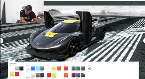 Koenigsegg configurator. koenigsegg's site is constantly being overhauled, i remember at least 2 other versions since this thread started - also the agera configurator was just as limited as the ccx one... the very first configurators where more bugatti like and let you choose whatever combos you like... the newer ones where all pre-set 
