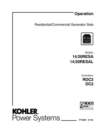 Kohler 20resa manual.  Introduction This manual provides operation and mainte...