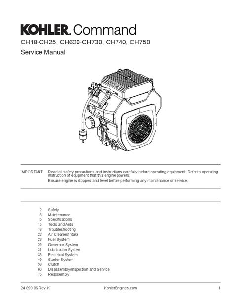 Kohler command ch18 ch25 ch620 ch730 ch740 ch750 service repair workshop manual download. - Números de serie del motor iveco.