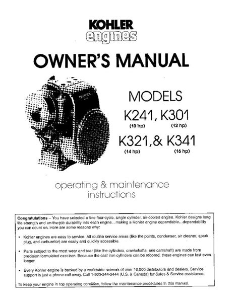Kohler single cylinder k301 k321 service workshop manual. - Wanneer een dame een heer de hand drukt ....