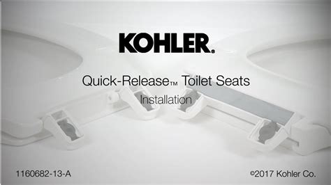 Kohler toilet seat installation instructions. Features. Quiet-Close™ elongated lid and seat prevents slamming. Grip-Tight bumpers hold seat firmly in place. Quick-Attach® hardware for fast and secure installation. Color-matched plastic hinges. Toilet seats are not returnable to Kohler Co. if opened or outside of original packaging. Fits most elongated toilets. 