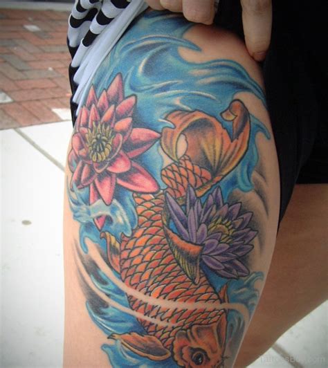 Koi Fish Tattoo Leg tattoos women, Thigh tattoos women, Leg tattoos