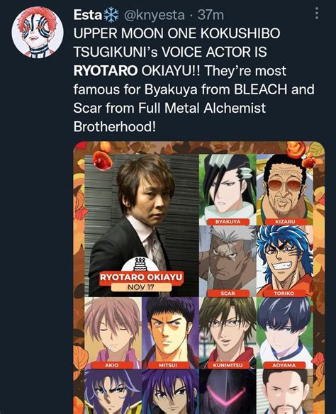 Kokushibo english voice actor. Matthew Marsh is the English dub voice of Ghondor (Future Redeemed) in Xenoblade Chronicles 3, and Bin Shimada is the Japanese voice. Video Game: Xenoblade Chronicles 3. Franchise: Xenoblade. 