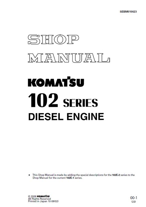 Komatsu 102 1 102 2 series diesel engine service shop manual. - 1991 acura legend exhaust pipe manual.