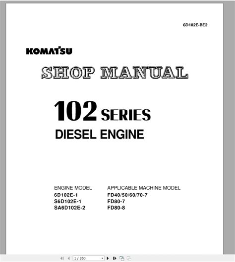 Komatsu 102 series diesel engine workshop manual. - Manuali di riparazione per trattore ferrari 320.