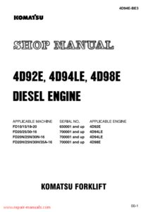 Komatsu 4d92e 4d94le 4d98e diesel engine service manual. - 1987 yamaha 40 etlh outboard service repair maintenance manual factory service manual.