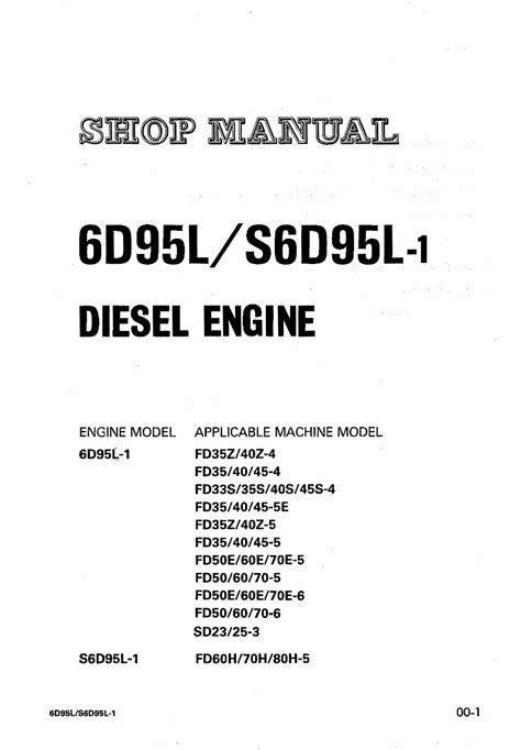 Komatsu 6d95l s6d95l 1 diesel engines service shop manual forklift workshop repair book. - Gopro hero3 black edition remote manual.
