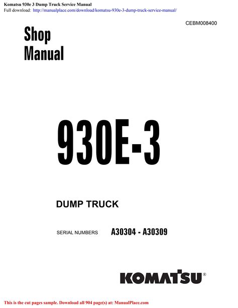 Komatsu 930e 3 dump truck service shop repair manual. - Sony mhc gzr5d service manual free.