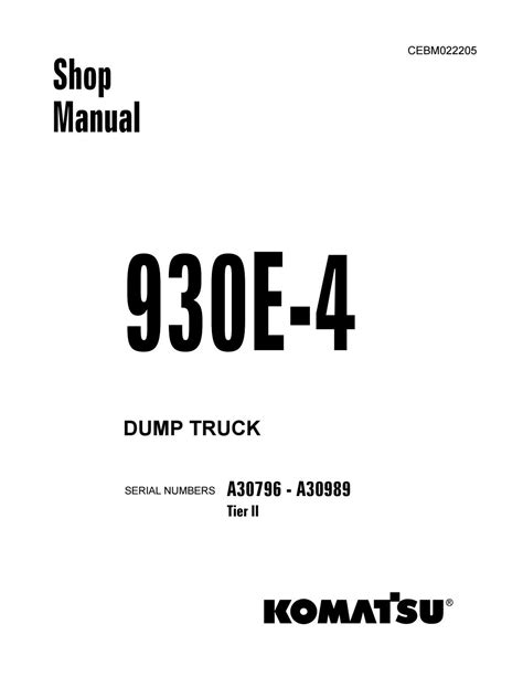Komatsu 930e 4 dump truck service shop repair manual s n a30796 and up. - Nec split system air conditioner manual.