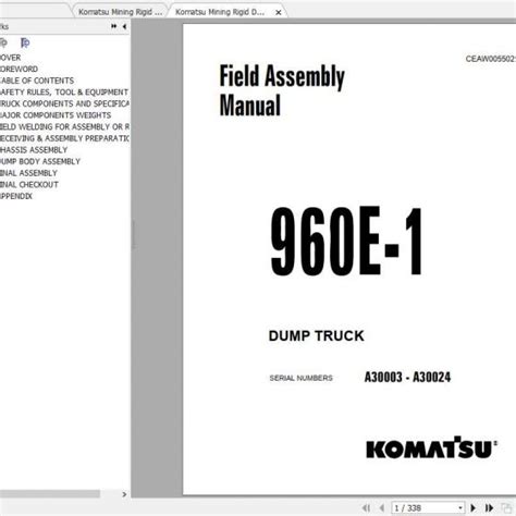 Komatsu 960e 1 dump truck operation maintenance manual. - Toyota manuel modèle de chariot élévateur 02 3fg35.