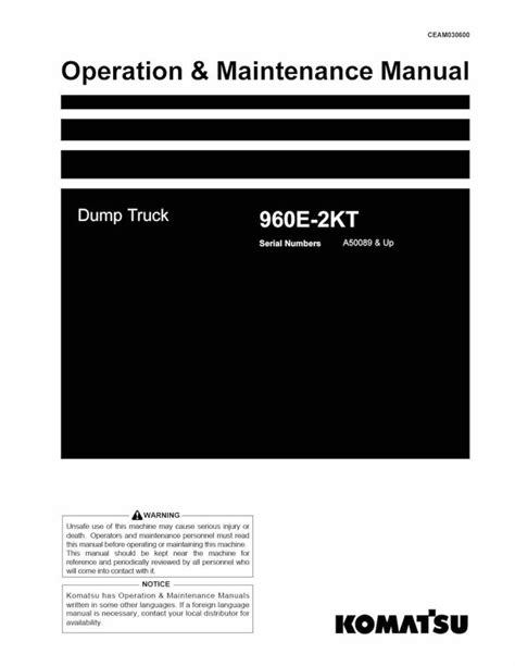Komatsu 960e 1 volquete manual de servicio de reparación manual de montaje en campo manual de operación mantenimiento. - Pragmatisk lingvistik i studiet af fremmedsprog.