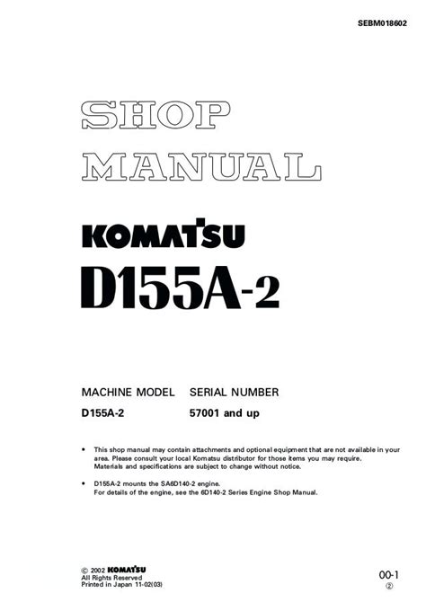 Komatsu bulldozer d155a 2 service shop repair manual. - Daimler sovereign series 3 official owner s handbook akm4174 2.