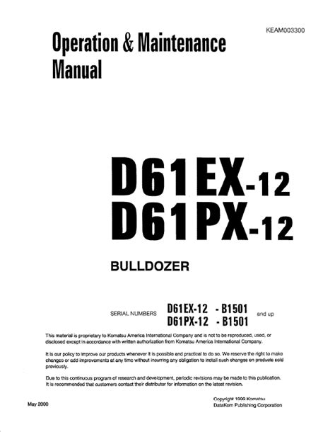 Komatsu d61ex 12 d61px 12 dozer service shop manual. - Guide pratique perianesthesique pour les iades comprendre et agir pour chaque situation.