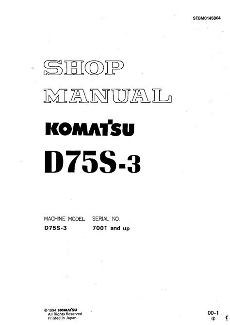 Komatsu d75s 3 crawler loader service repair manual sn 7001 and up. - Pratt and whitney pt6a maintenance manual.