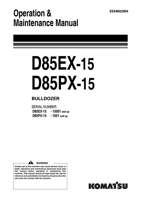 Komatsu d85ex 15 d85px 15 dozer operation maintenance manual. - Manual de partes atlas copco ga 160.