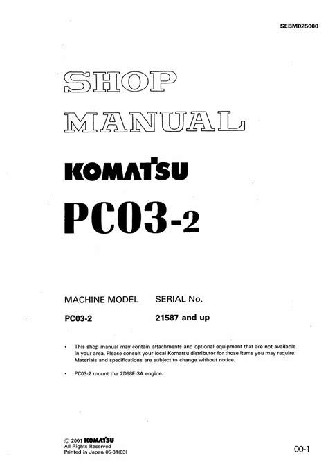 Komatsu excavator pc03 2 pc 03 service repair shop manual. - The mindful and effective employee an acceptance and commitment therapy training manual for improving well being and performance.