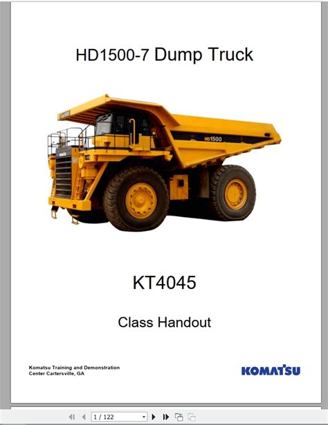 Komatsu hd1500 7 dump truck service shop repair manual s n a30001 up. - How to move a manual car without keys.
