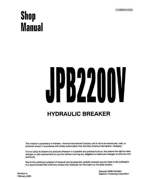 Komatsu jpb2200v hydraulic breaker shop manual. - Erneuerung italiens und die geschichte europas, 1700-1920..