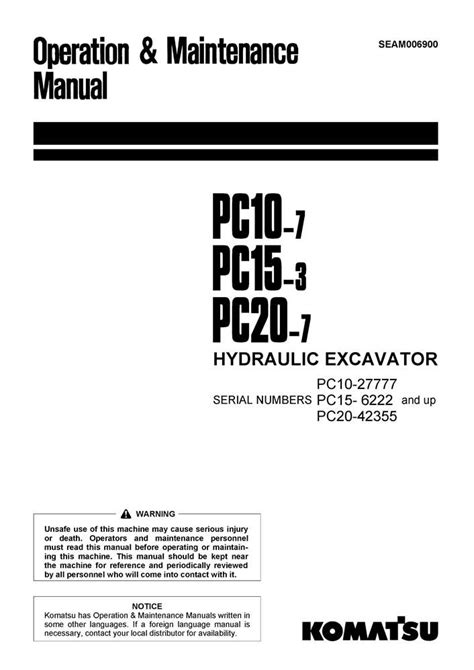 Komatsu pc10 7 pc15 3 pc20 7 mini bagger werkstatthandbuch. - Cummins nh 220 small cam engine manual.