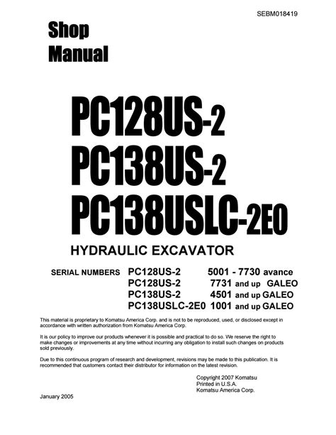 Komatsu pc128us 2 pc138uslc 2 excavator maintenance manual. - Study guide for account clerk exam.