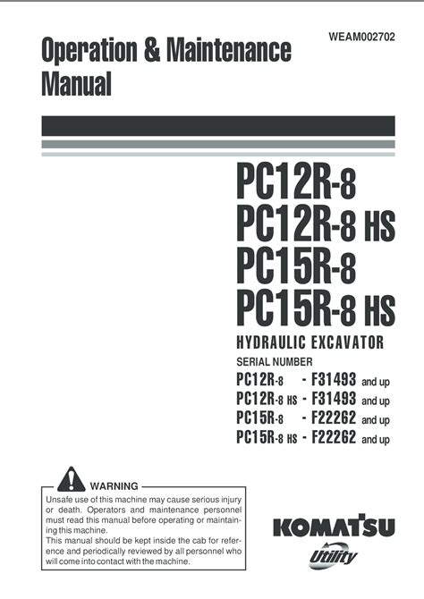 Komatsu pc12r 8 operation and maintenance manual. - Manual de reconstrucción de transmisión automática f4a4.