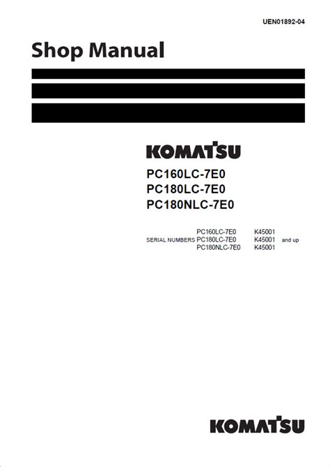 Komatsu pc160lc 7e0 pc180lc 7e0 pc180nlc 7e0 hydraulic excavator service shop repair manual. - Primo verkehrserziehung 3/4. die radfahrausbildung. arbeitsheft. (lernmaterialien).