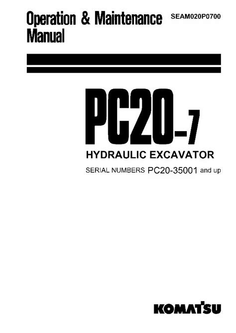 Komatsu pc20 7 operation maintenance manual excavator owners book. - Hyundai wheel excavator robex r95w 3 service repair manual.