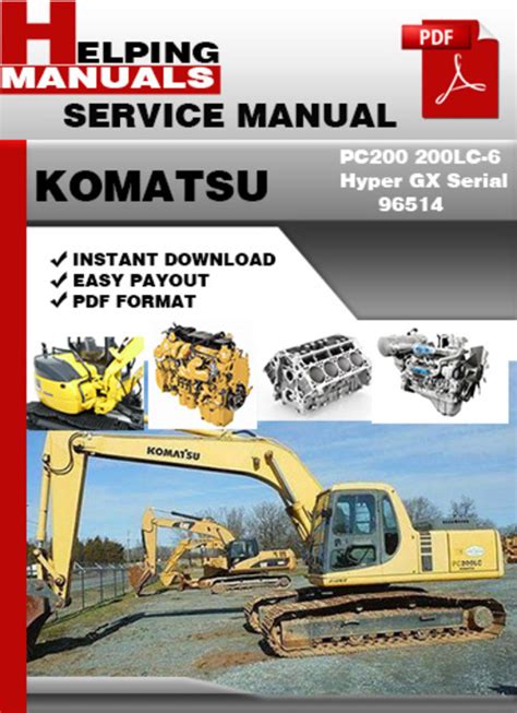 Komatsu pc200 200lc 6 std serial 96514 and up shop service repair manual. - Manual for a haas super mini mill.