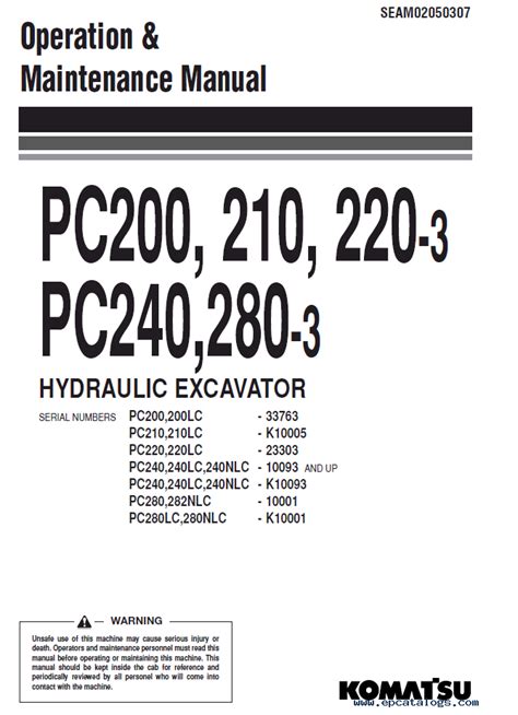 Komatsu pc200 210 220 3 pc240 280 3 hydraulic excavator operation maintenance manual. - Convention collective nationale des industries polygraphiques du cameroun..