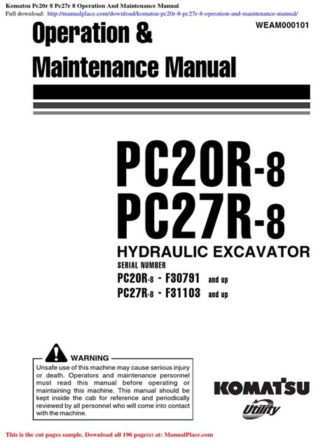 Komatsu pc20r 8 operation and maintenance manual. - 1063 case ih corn head manual.